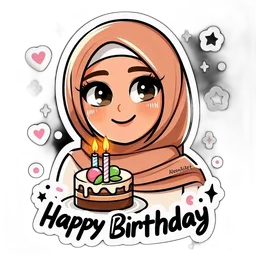 hijab, kek, happy birthday, selamat hari jadi, lilin