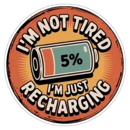 penat, tired, recharging, battery, low battery