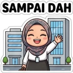 hijab, dah sampai, lambai, pejabat, sampai dah, sampai