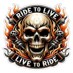 motosikal, api, biker, skull, ride to live