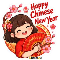 fan, cny, girl