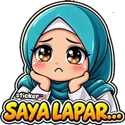 comel, hijab, lapar, sedih, saya lapar