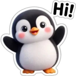 penguin, hai, lambai, hi