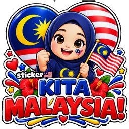 budak comel, merdeka, bendera, jalur gemilang, kita malaysia, budak tudung, selamat hari malaysia