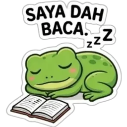tidur, mengantuk, katak, buku, saya dah baca