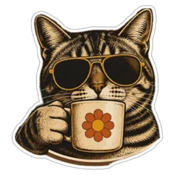 kucing, cat, minum, kopi, cermin mata hitam