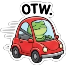 otw, dalam perjalanan, katak, kereta, memandu