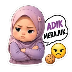 comel, merajuk, budak tudung, masam, adik merajuk