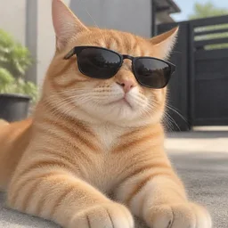 kucing, comel, cool, cermin mata hitam, kucing oren