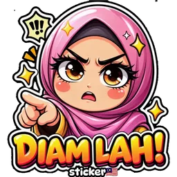 marah, tudung, senyap, tunjuk, diam lah