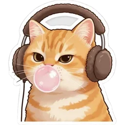 kucing, comel, muzik, headphone, gula-gula getah
