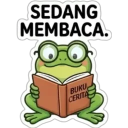 baca, katak, belajar, buku, sedang membaca