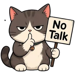 diam, kucing, senyap, moody, no talk