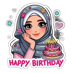 hijab, kek, happy birthday, selamat hari jadi, lilin