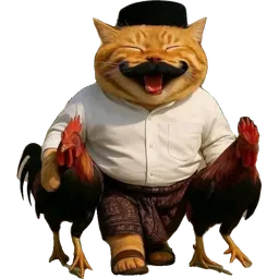 kucing, gelak, songkok, baju melayu, ayam jantan