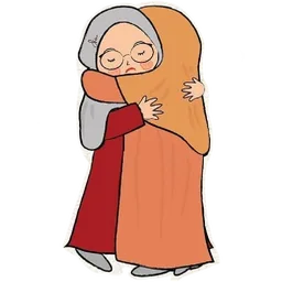 hijab, sayang, peluk, hug, kawan