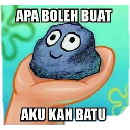 meme, spongebob, pasrah, batu, apa boleh buat