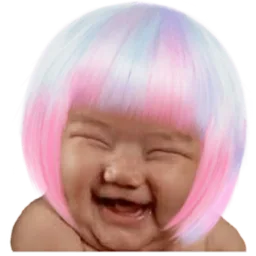 lucu, ketawa, comel, baby, gelak, wig