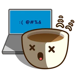 kerja, kopi, laptop, blue screen, penat