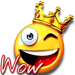 terkejut, wow, emoji, mahkota, kelip mata