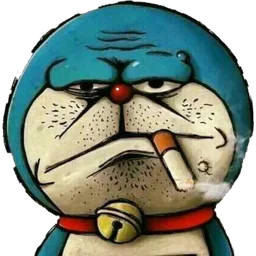 kartun, doraemon, merokok, cigarette, lesu