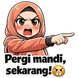 marah, hijab, tunjuk, pergi mandi, suruh