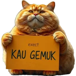kucing, sindir, gemuk, papan tanda, kau gemuk