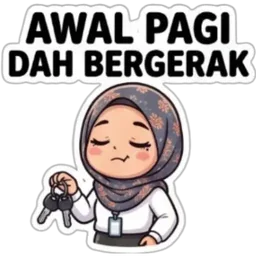 hijab, kerja, awal pagi, bergerak, kunci kereta
