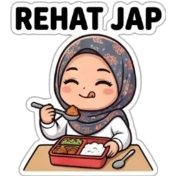 lunch, comel, makan, rehat jap, bertudung