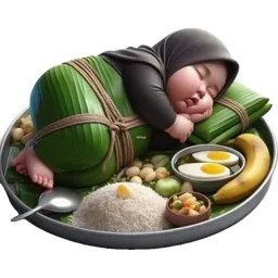 tidur, lucu, baby, makanan, nasi