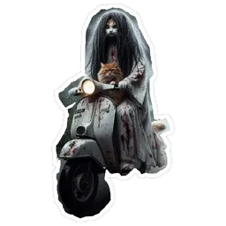 kucing, hantu, pontianak, seram, skuter