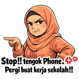 marah, tudung, phone, tegur, kerja sekolah