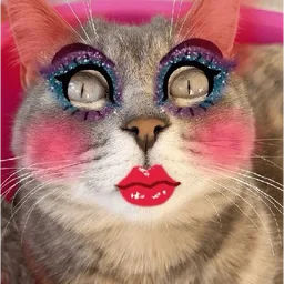 kucing, cat, makeup, lipstik, gebang