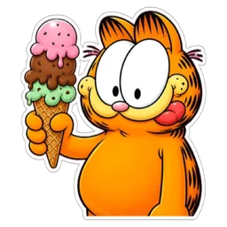 lapar, garfield, ais krim, sedap, jilat