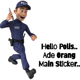 lawak, polis, main sticker, hello polis, report