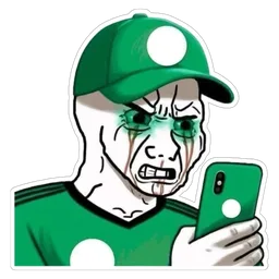 meme, telefon, menangis, sedih, wojak